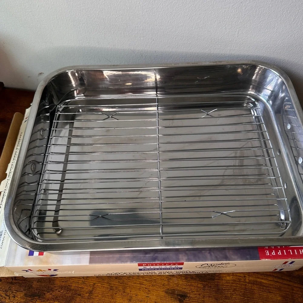 Philippe Richard Professional Stainless Steel Lasagna Pan w/ Roasting Rack 16.5